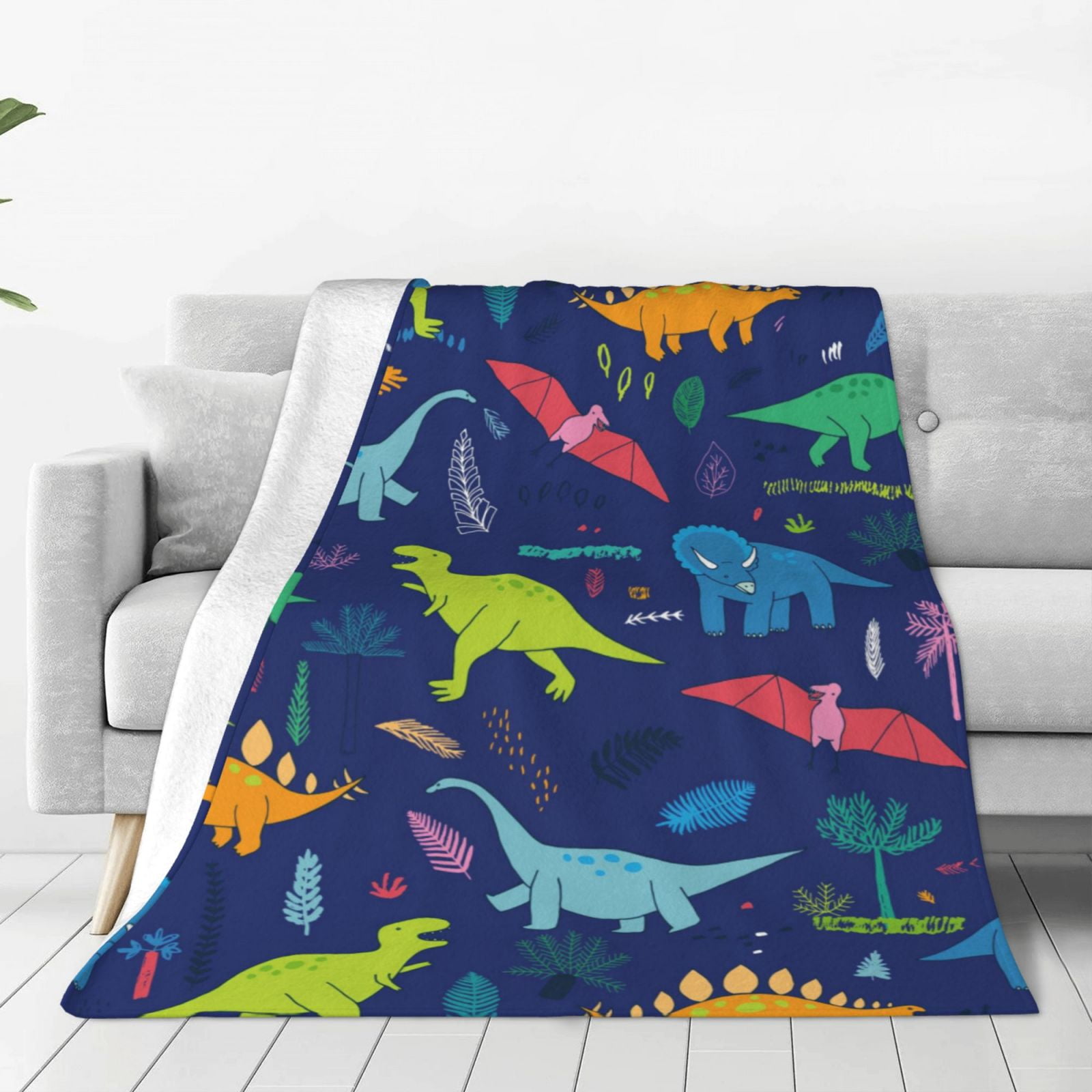 Zufioo Dinosaurs Fleece Blanket Queen Size,Plush Bed Blanket,Ultra Soft