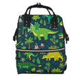 thumbnail image 1 of Zufioo Dinosaurs and Flowers Print Large capacity mommy bag, diaper bag, waterproof parent-child backpack, multi-pocket design backpack suitable for travel and shopping, 1 of 6