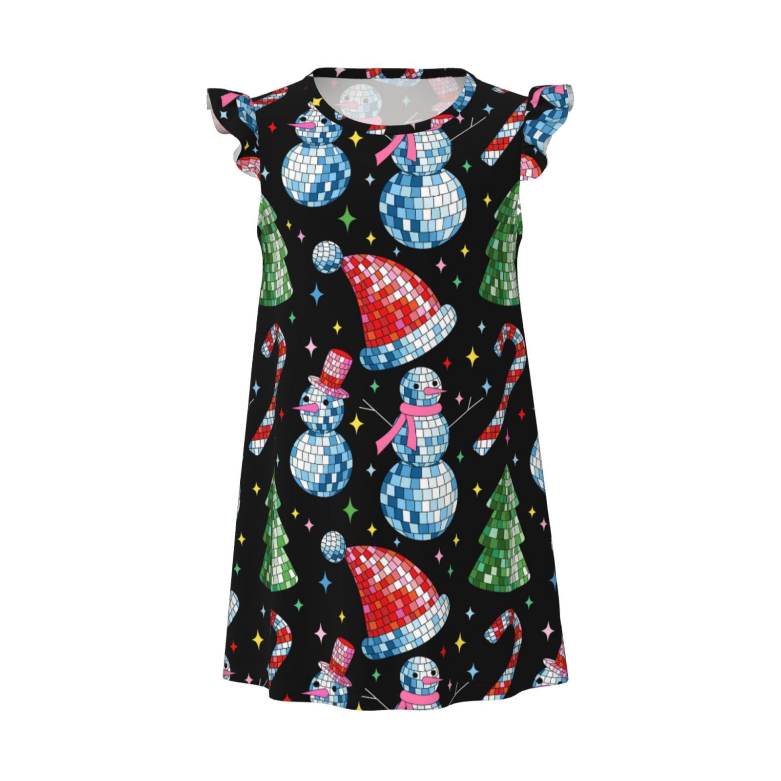 Zufioo Disco Mirror Ball Snowman Girls Nightgowns Toddler Girl Pajamas