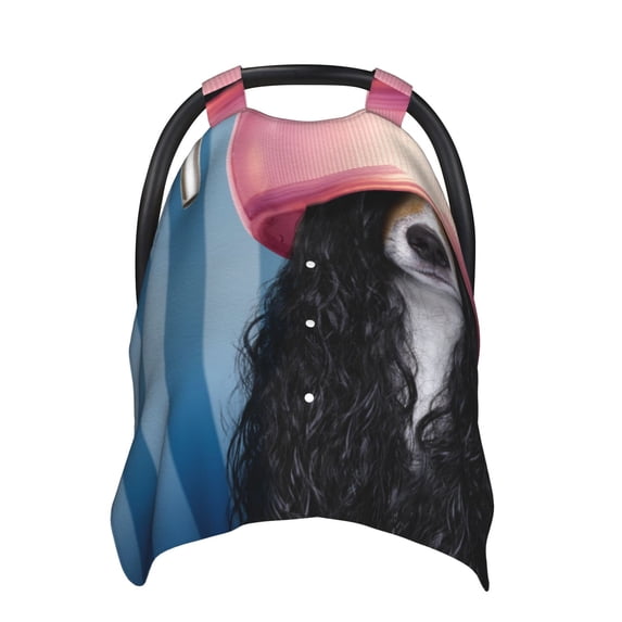 Zufioo Dog in Hairdresser Print Baby Stroller Seat Nursing Cover, Baby Stroller Canopy Seat Cover Breastfeeding Cover, Suitable for Indoor and Outdoor-One Size