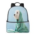 thumbnail image 1 of Zufioo Dog Wrapped in Towel Print Fashion Large Capacity Backpack, Zippered Multi-compartment Travel Work Campus Lightweight Backpack, Unisex, 1 of 5