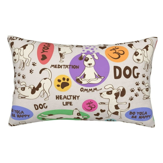 Zufioo Dog Doing Yoga Print Double-Sided Throw Pillow Cover, Pillow Protector Home Decor - With Hidden Zipper, Suitable for Bedroom, Living Room, Car Interior-20"x30"