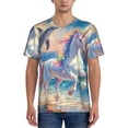 thumbnail image 1 of Zufioo Dolphin Rainbow Horse Print Men's Baseball Short Sleeve, Moisture Wicking Button-Down Hip Hop Tee-XX-Large, 1 of 7