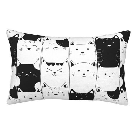 Zufioo Doodle Cute Cat Print Double-Sided Throw Pillow Cover, Pillow Protector Home Decor - With Hidden Zipper, Suitable for Bedroom, Living Room, Car Interior-20"x30"
