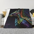 thumbnail image 1 of Zufioo Dragon with Colorful Tail Print Horizontal Flannel Blanket, Anti-wrinkle, Anti-shrinkage, Anti-allergic Plush Blanket, Household Items Suitable for Bedroom-80"x60", 1 of 6