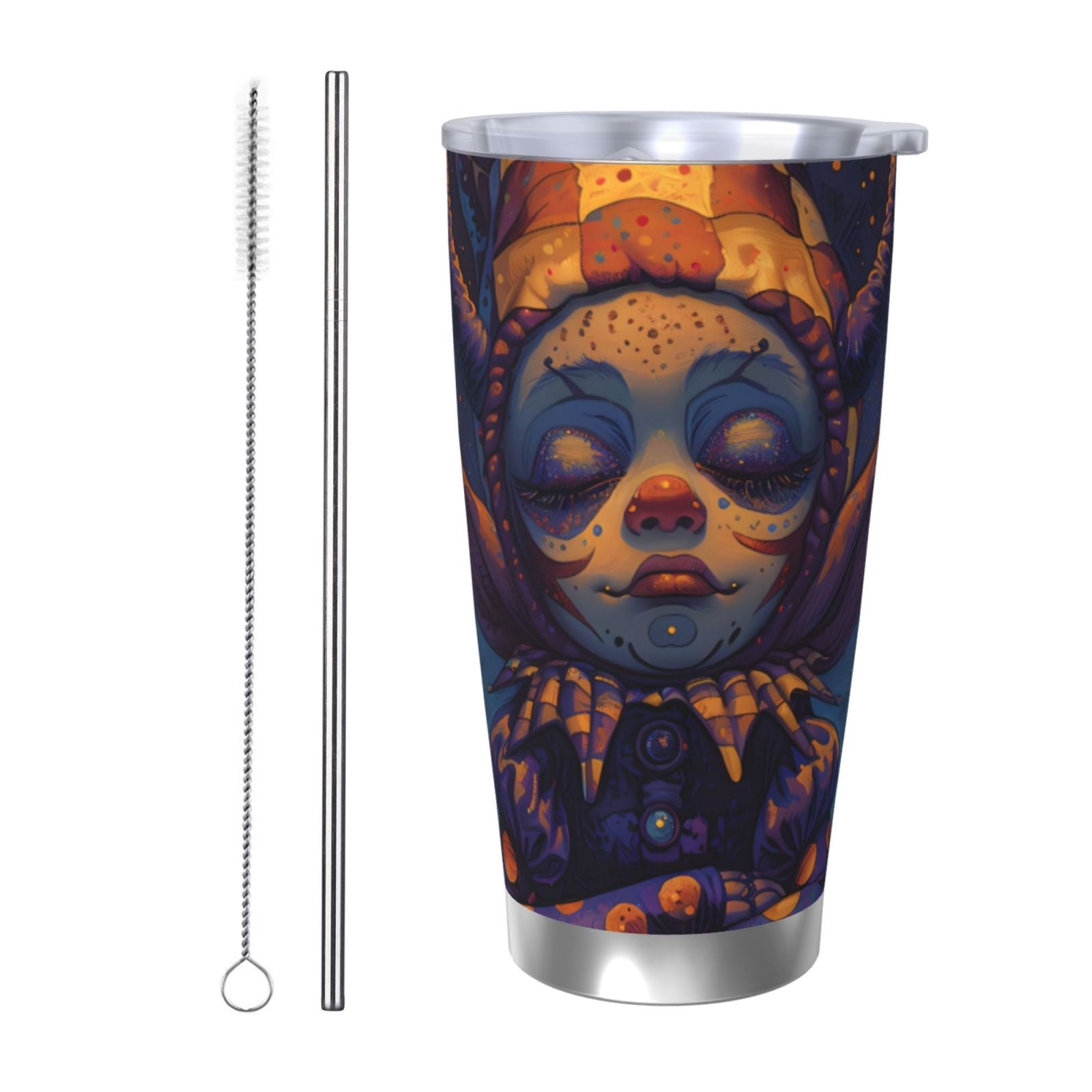 Zufioo Dreamy Jester Under Stars Print 20OZ Stainless Steel Car Cup ...