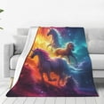 Zufioo Dreamy Night Sky White Horse Fleece Blanket Queen Size,Plush Bed