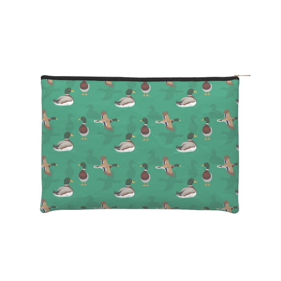 Zufioo Duck Mallard Flying Pose Print DuPont Paper Portable Toiletry Bag, 8.9x6.5 inch Zippered Hand-held Paper Cosmetic Bag Storage Tool Kit