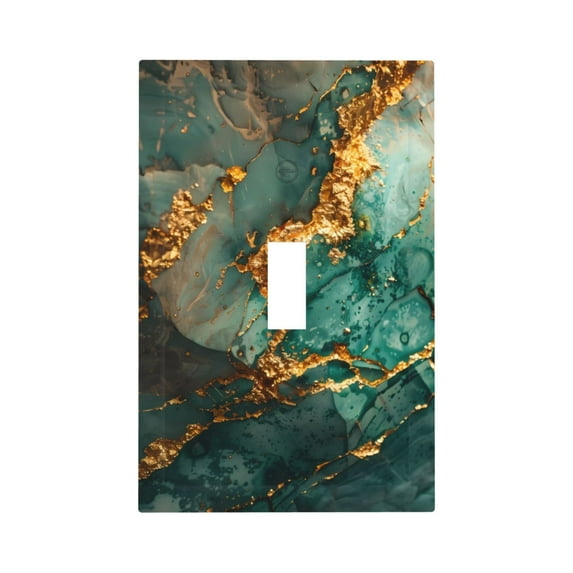 Zufioo Emerald Color Gold Marble Print Switch Wall Plate, Dustproof and Heat-resistant Decorative Wall Switch Cover, Suitable for Residential and Commercial Areas-Mid-size