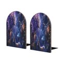 thumbnail image 1 of Zufioo Enchanted Forest Stag Gathering Print Wooden Bookends, Metal Bookshelf Non-slip Bookends, Home Furnishings Suitable for Bookcases Offices, 1 of 8
