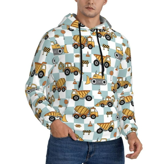 Zufioo Excavator Design Fleece Comfortable Hoodie for Mens,Sweatshirt for Men,Pullover Hooded Sweatshirt for Men -Large
