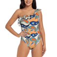 thumbnail image 1 of Zufioo Fashionable Paisley Print One-shoulder Ruffled One-piece Swimsuit, High Elastic Integrated Removable Chest Pad Swimsuit Suitable for Beach, Pool and Vacation-XX-Large, 1 of 6