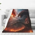 Zufioo Fire Sky Dragon Fleece Blanket Queen Size,Plush Bed Blanket