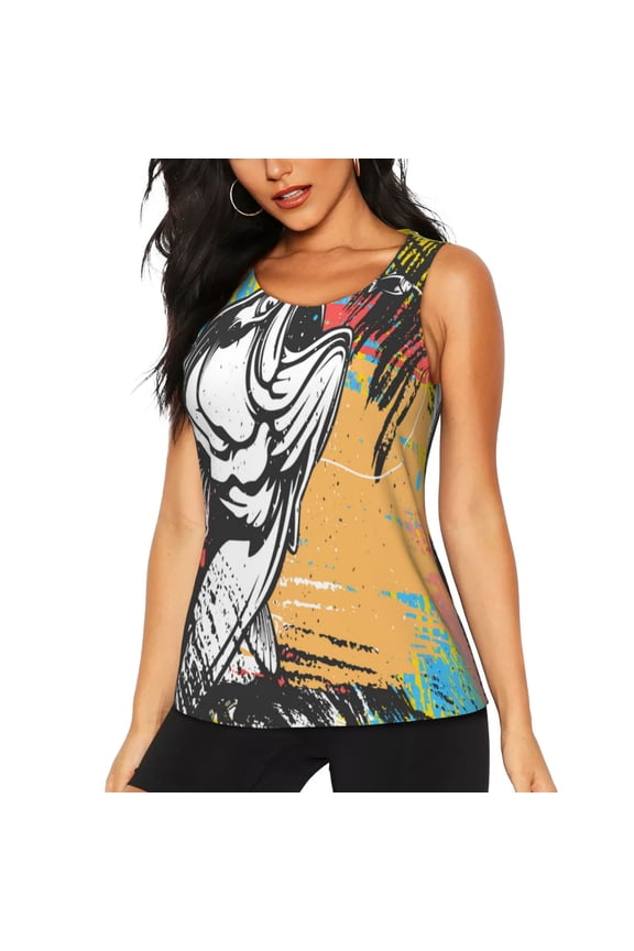 Fishing Bass Print Women's Vest, Sleeveless Quick-drying Sports T-shirt, Suitable for Yoga, Running, Fitness-Medium