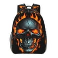 thumbnail image 1 of Zufioo Flame Metal Skull Print Casual Student Backpack, Adjustable Shoulder Straps Multi-Function Multi-Pocket Sports Bag Travel Backpack, Unisex-One Size, 1 of 5