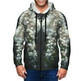 thumbnail image 1 of Zufioo Floral Angelic White Wings Print Men's Hooded Cardigan, Zip-up Long-Sleeved Sweatshirt Jacket Sportswear-Small, 1 of 5