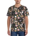thumbnail image 1 of Zufioo Floral Insects Print Men's Baseball Short Sleeve, Moisture Wicking Button-Down Hip Hop Tee-4X-Large, 1 of 7