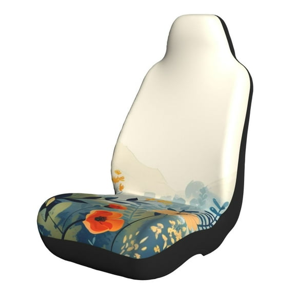 Zufioo Floral Mountain Landscape Print Car Seat Protectors, SUV, Truck, Van Seat Covers - Strap Design, High Elasticity and Dustproof, Car Interior Protectors Auto Parts-2 PCS