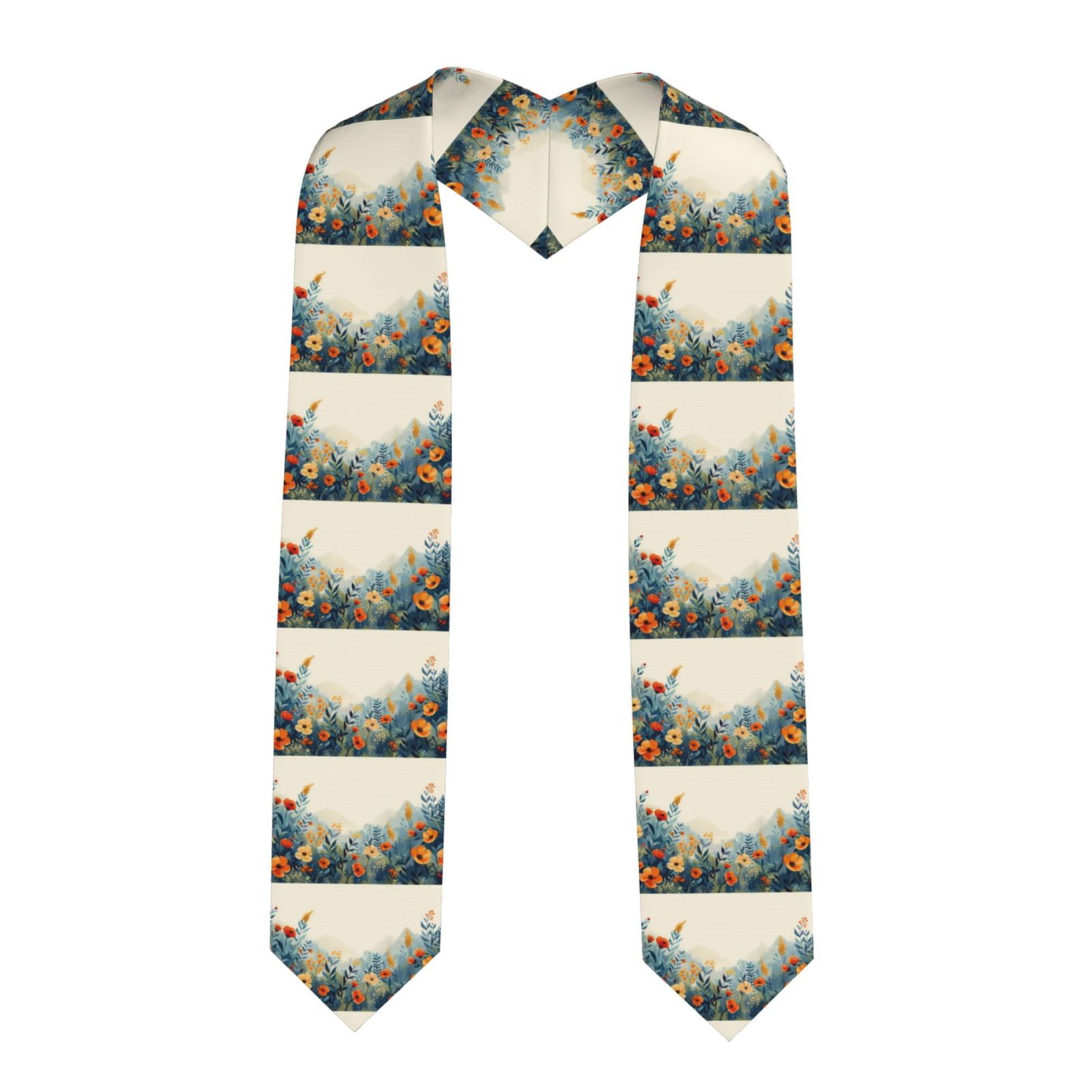 Landscape Ribbon Zufioo Floral Mountain Landscape Print Graduation Shawl Ribbon ...
