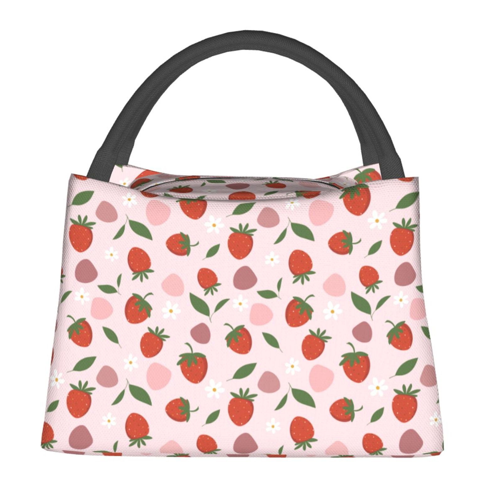 Zufioo Floral Strawberr Insulated Reusable Grocery Bags,Cooler Bag,Food