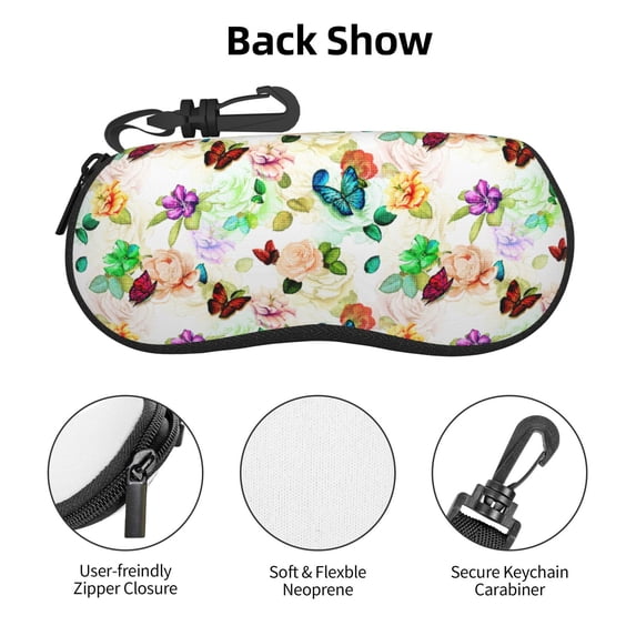 Zufioo Floral Vintage Print Sunglasses Case Tactical Zipper Sunglasses Carrying Case for Men Women