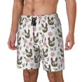 Zufioo Flowe Rooster Mens Swimsuit Trunks with Compression Liner,Quick