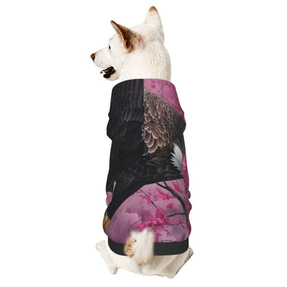Zufioo Flower Bald Eagle Print Pet Hooded Sweatshirt, Suitable for Small Dogs Pet Hoodie Clothes-X-Small