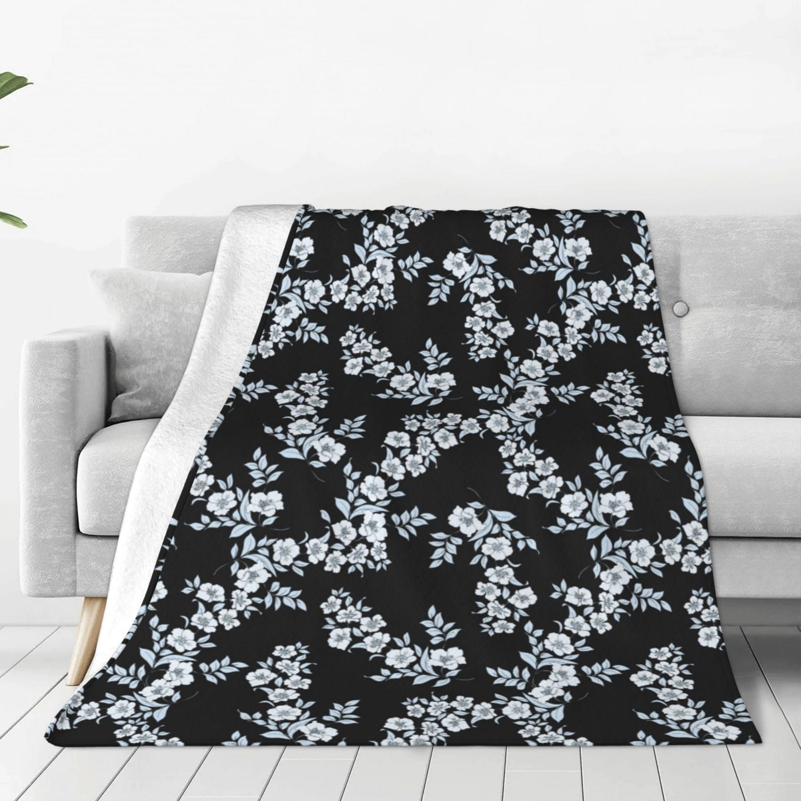 Zufioo Flower Fleece Blanket Queen Size,Plush Bed Blanket,Ultra Soft