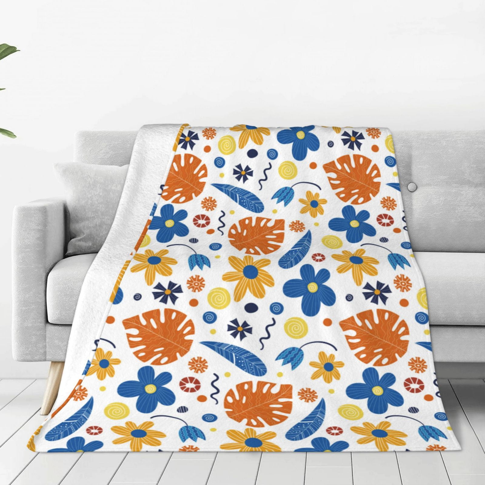 Zufioo Flower Fleece Blanket Queen Size,Plush Bed Blanket,Ultra Soft