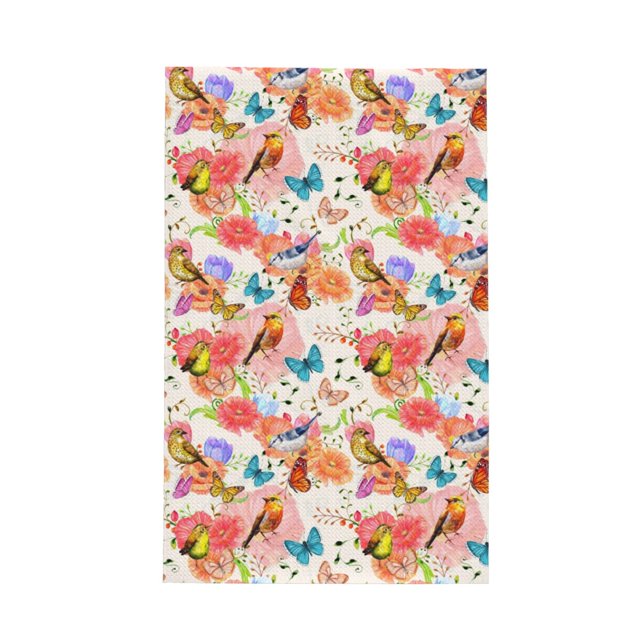 Zufioo Flowers And Birds Watercolor Waffle Weave Kitchen Towels,Kitchen