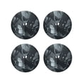 thumbnail image 1 of Zufioo Forest Black Ghost Warrior Print Leather Coaster Set, Decorative PVC Coasters 4-pack - Scald and Stain-resistant, Suitable for Home, Cafes, Restaurants-Round Shape, 1 of 6