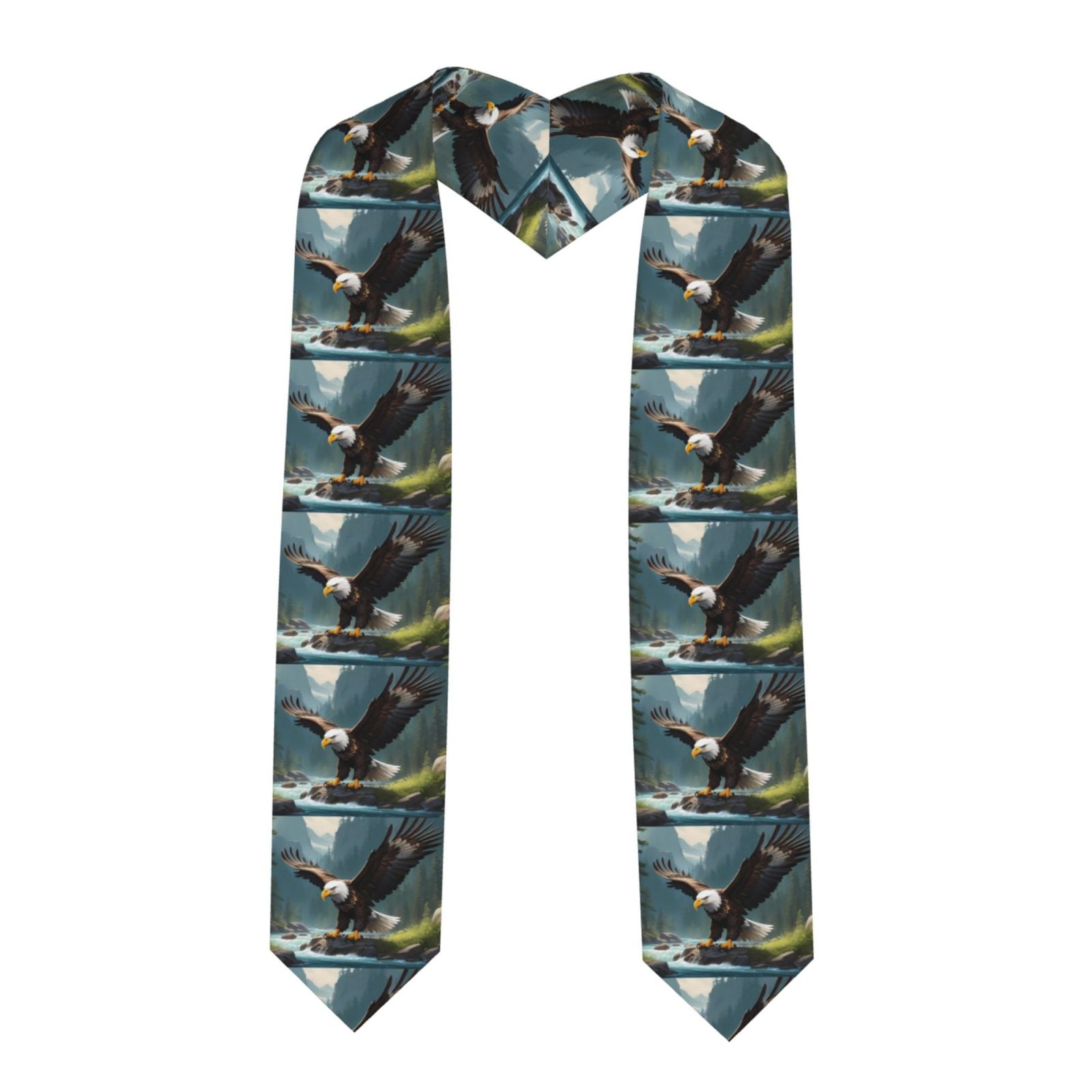 Zufioo Forest River Bald Eagle Print Graduation Shawl Ribbon ...