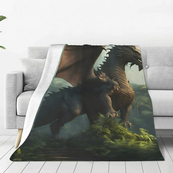 Zufioo Forest Stone-Colored Dragon Fleece Blanket Queen Size,Plush Bed Blanket,Ultra Soft Throw Blanket,Plush Fuzzy Cozy Blanket Perfect for Bed,Couch-60"x50"