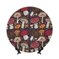 thumbnail image 1 of Zufioo Forest Wild Mushroom Print Bone China Decorative Plate, Ceramic Dinner Plate with Stand Ceramic Decoration Homewares-6in, 1 of 6