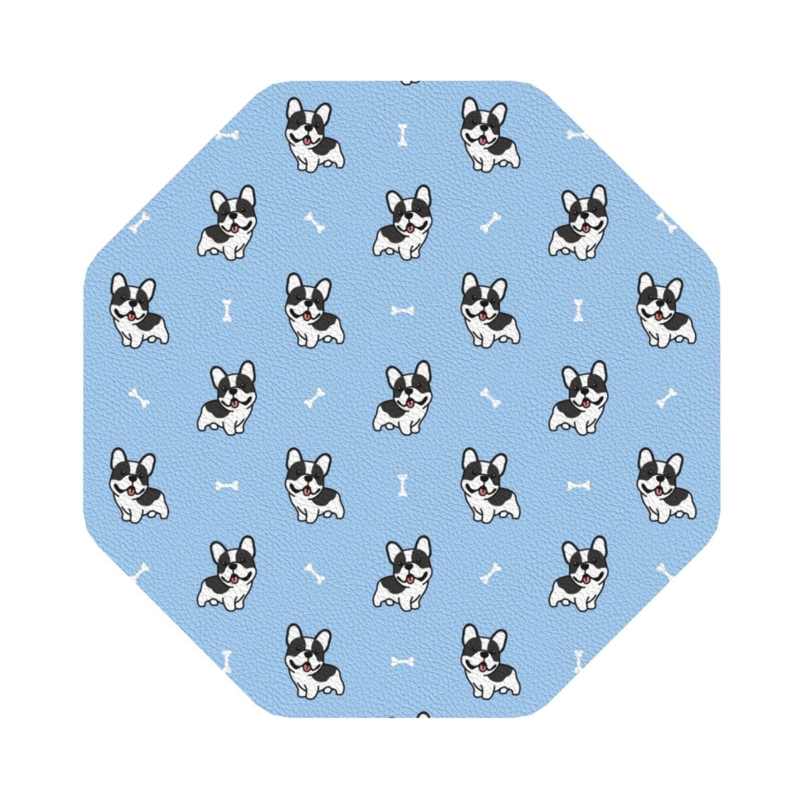 Zufioo French Bulldog Puppy 6PCS Leather Coasters ,4 Inch Coasters