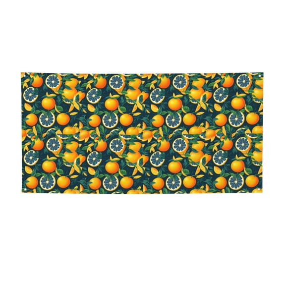 Zufioo Fresh Orange Print Holiday Banners, Party Banners, Hanging Flags, Bar Shopping Mall Garden Wall Decorations, Holiday Decoration Supplies-Small