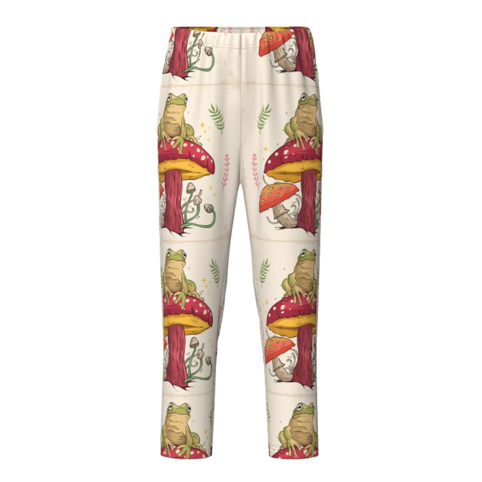 Zufioo Frog Sitting On Mushroom Print Teenagers' Home Trousers, Elastic ...