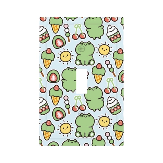 Zufioo Frog With Sweet Print Switch Wall Plate, Dustproof and Heat-resistant Decorative Wall Switch Cover, Suitable for Residential and Commercial Areas-Mid-size