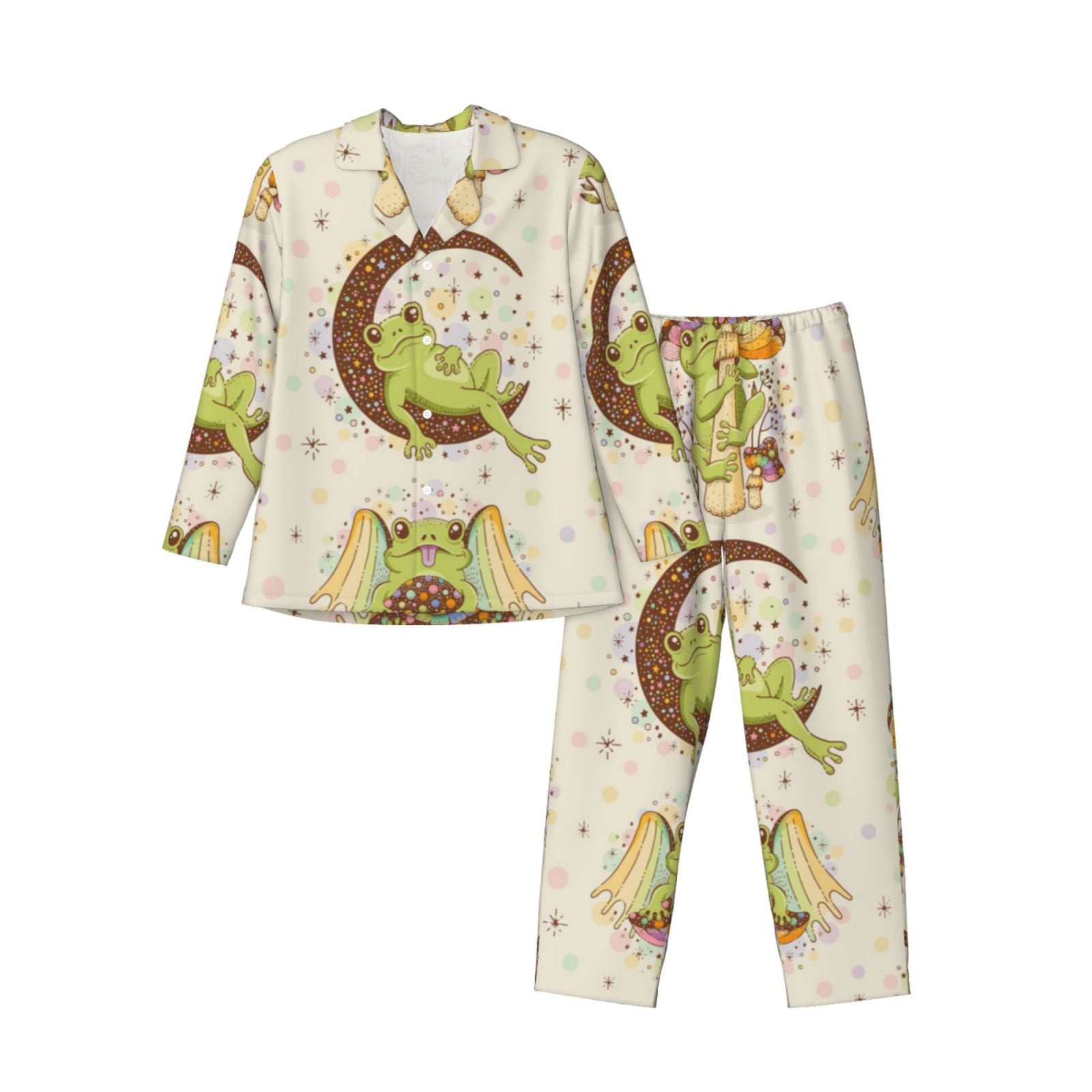Zufioo Frogs Mens Pajamas Set, Mens Long-Sleeved Pajama and Pajama ...