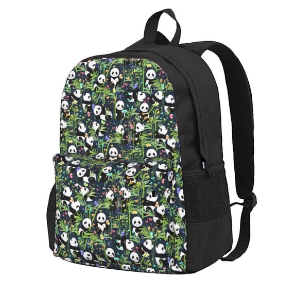 Zufioo Fun Panda Playing With Bamboo Leaves Pattern Adult Backpack,Wear-resistant and Breathable Multi-pocket Backpack, Suitable for Travel, Business and Outdoor Activities