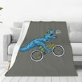thumbnail image 1 of Zufioo Fun Riding Dinosaur Fleece Blanket Queen Size,Plush Bed Blanket,Ultra Soft Throw Blanket,Plush Fuzzy Cozy Blanket Perfect for Bed,Couch-50"x40", 1 of 7