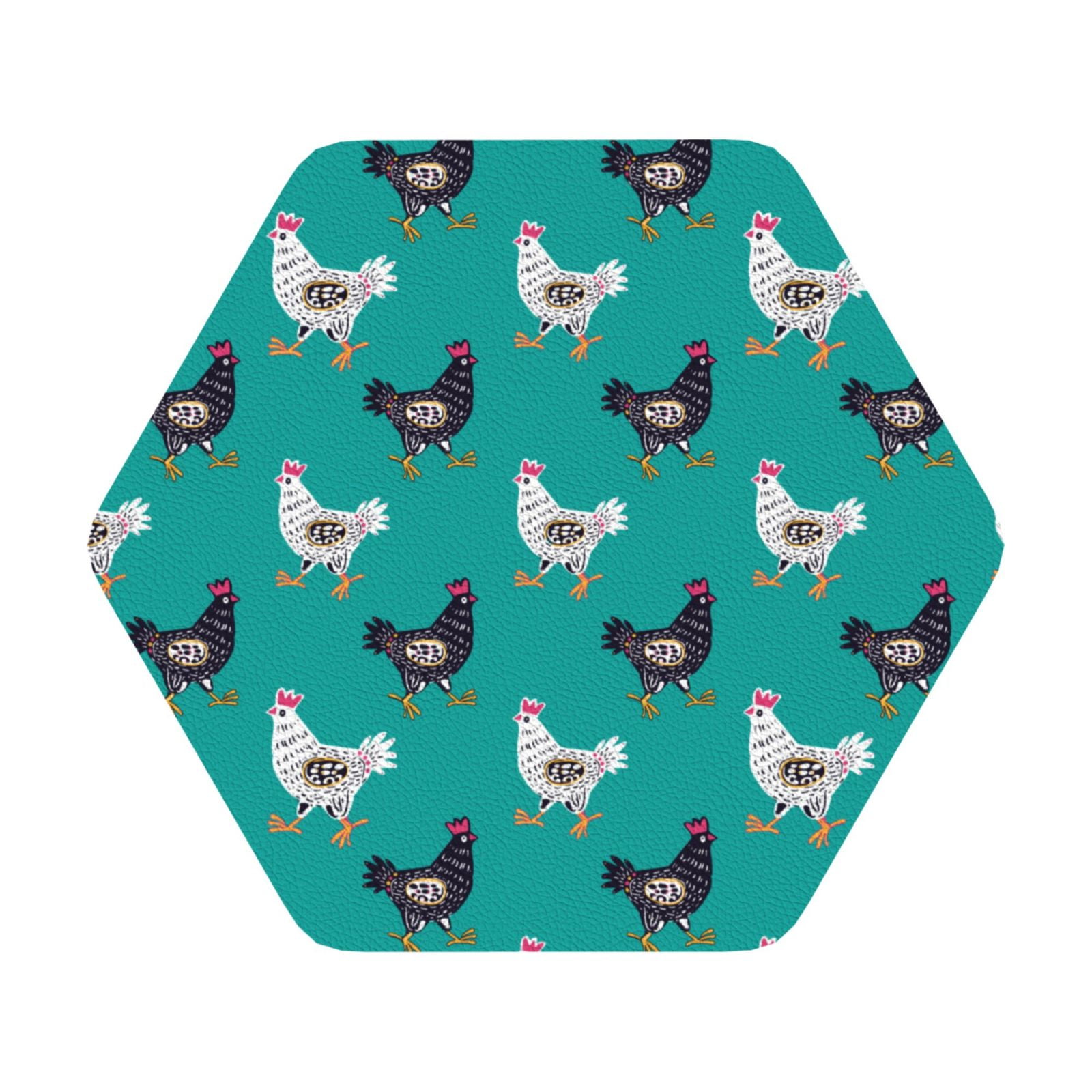 Zufioo Funny Chicken 6PCS Leather Coasters ,4 Inch Coasters,Coasters