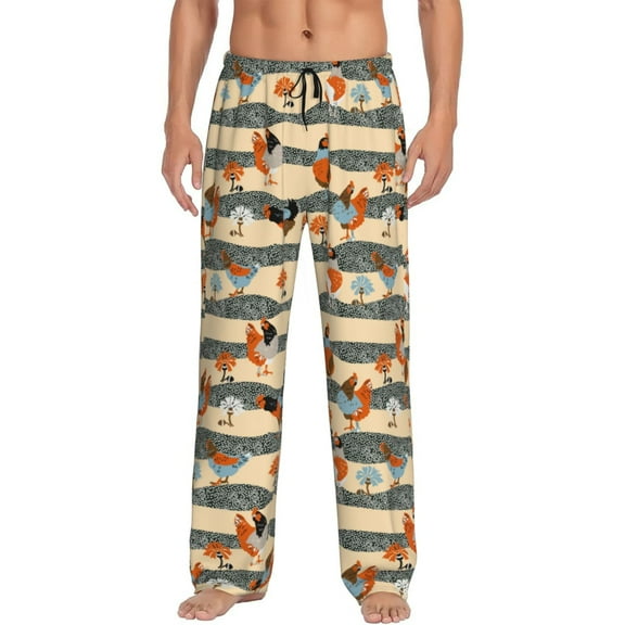 Zufioo Funny Chicken Mens Pajama Pants Sleep & Lounge Pants Sleepwear Pants(Available in Big & Tall)-Medium