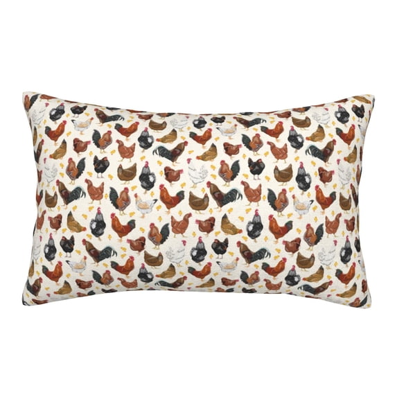 Zufioo Funny Chicken Print Double-sided Plush Pillow Cover,Decorative Pillow Protector without Pillow Core, Suitable for Sofa, Bedroom, Car-14"x20"