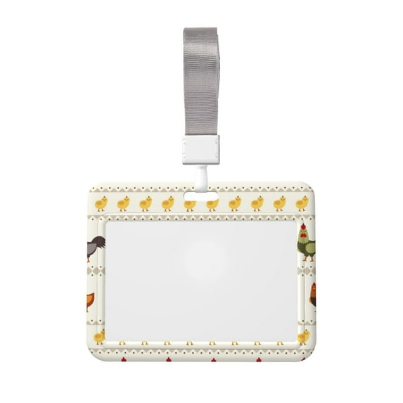 Zufioo Funny Chicken Print Work Badge Protective Case, Waterproof Lanyard, Badge Transparent Clip, Suitable for Induction Card Badge Swipe Credit Card