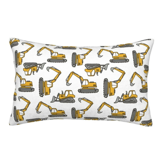 Zufioo Funny Excavator Print Double-sided Plush Pillow Cover,Decorative Pillow Protector without Pillow Core, Suitable for Sofa, Bedroom, Car-14"x20"