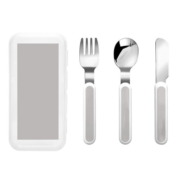 Zufioo Gary Print Children's Knife, Fork and Spoon Three-Piece Set, Toddler Safety Cutlery with Outer Box Suitable for Home and Kindergarten Use