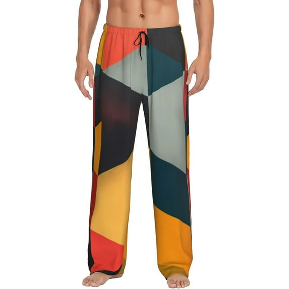 Zufioo Geometric Cube Pattern Art Mens Pajama Pants Sleep & Lounge Pants Sleepwear Pants(Available in Big & Tall)-Medium