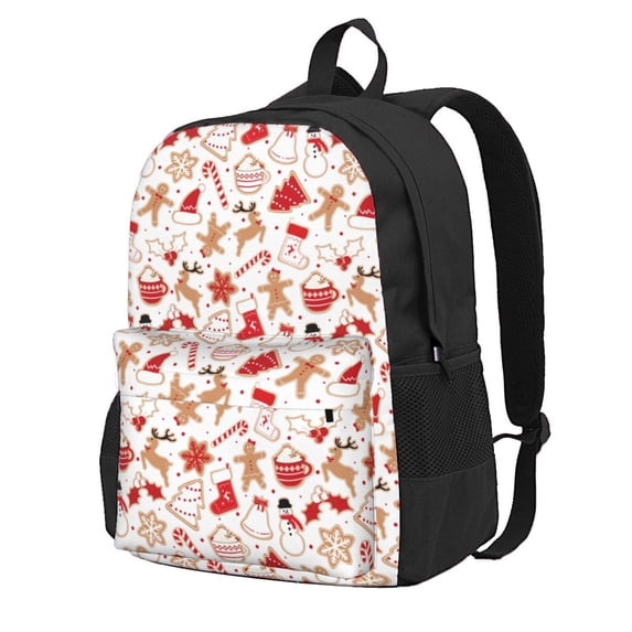 Zufioo Gingerbread Holiday Sweets Pattern Adult Backpack,Wear-resistant and Breathable Multi-pocket Backpack, Suitable for Travel, Business and Outdoor Activities