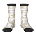 thumbnail image 1 of Zufioo Gold Snowflake Print Children's Mid-tube Socks, Contrast Color High Elastic Sports Socks - Sweat-absorbent, Warm, Suitable for Children Aged 6-10, 1 of 5